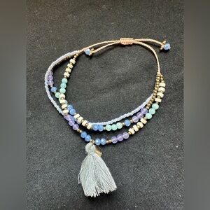NWOT Beaded Bracelet with Adjustable Slide Sea Foam